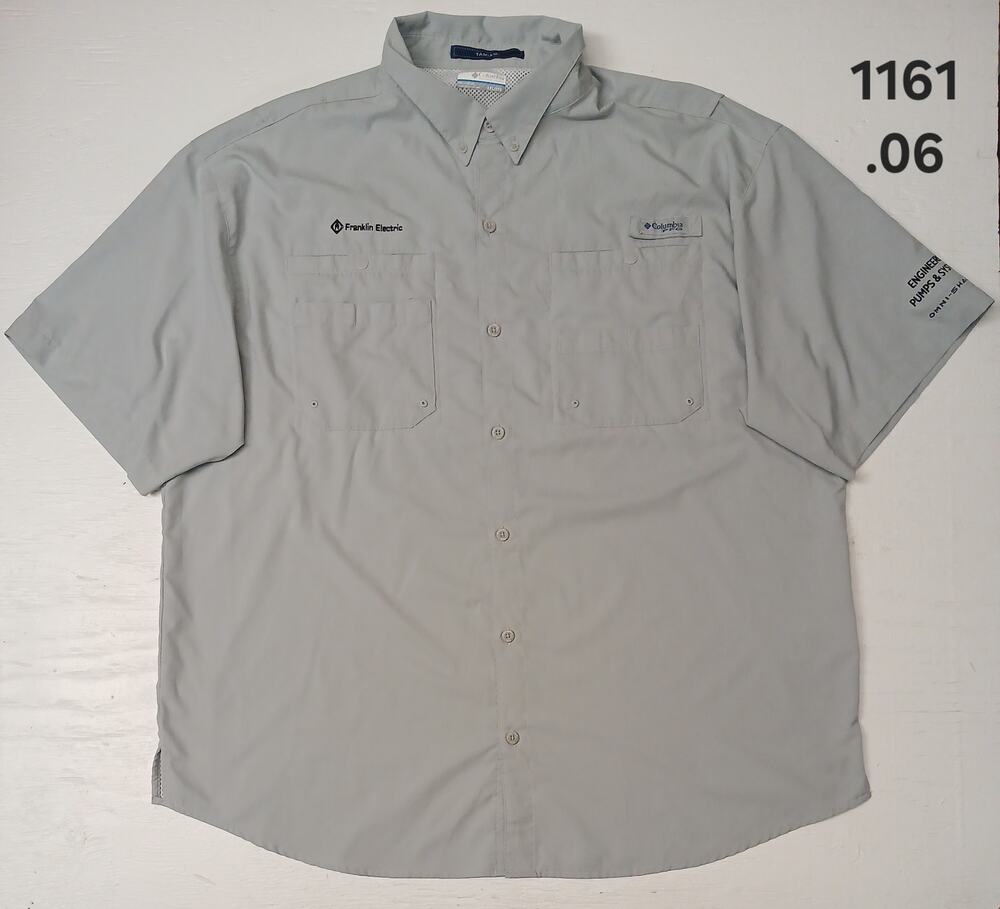 Columbia (2XL) Gray Dri-Fit Tamiami Button Fishing Shirt
